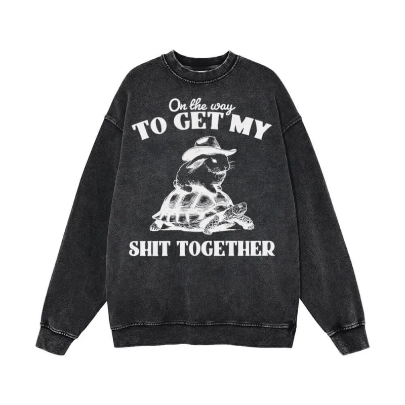 On The Way To Get Raccoon and Rabbit Vintage Washed Sweatshirt sold by GTHIC