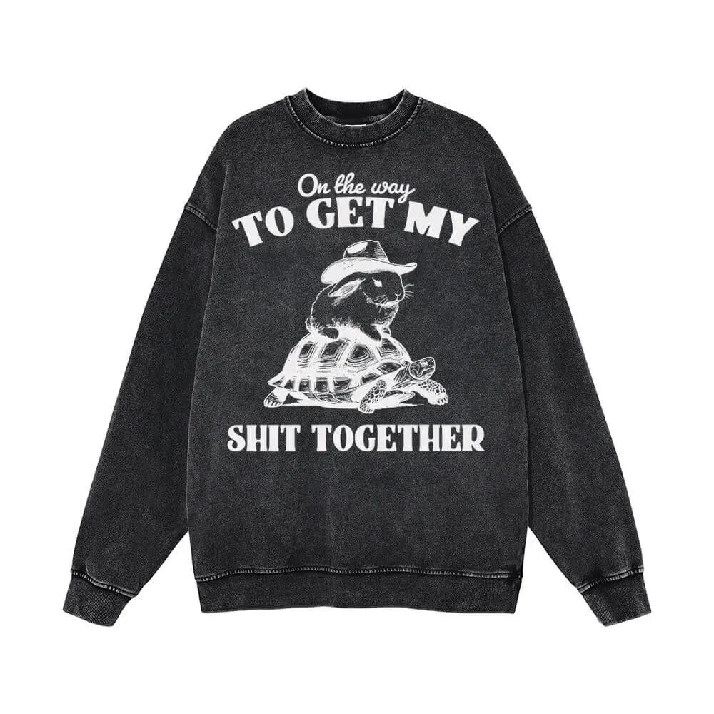 On The Way To Get Raccoon and Rabbit Vintage Washed Sweatshirt sold by GTHIC