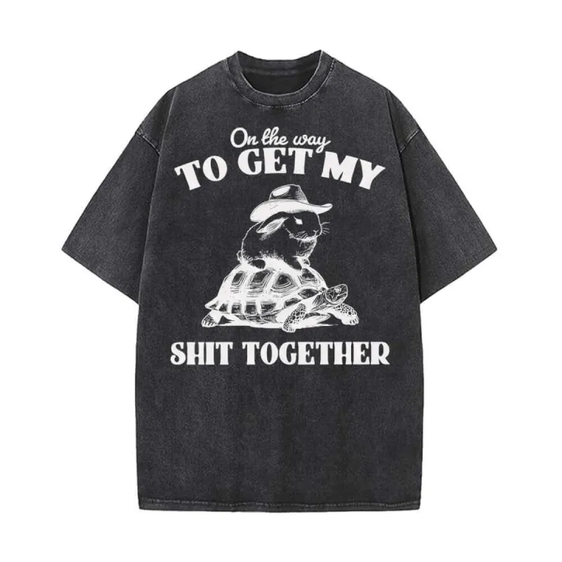 On The Way To Get Raccoon and Rabbit Vintage Washed T-shirt sold by GTHIC