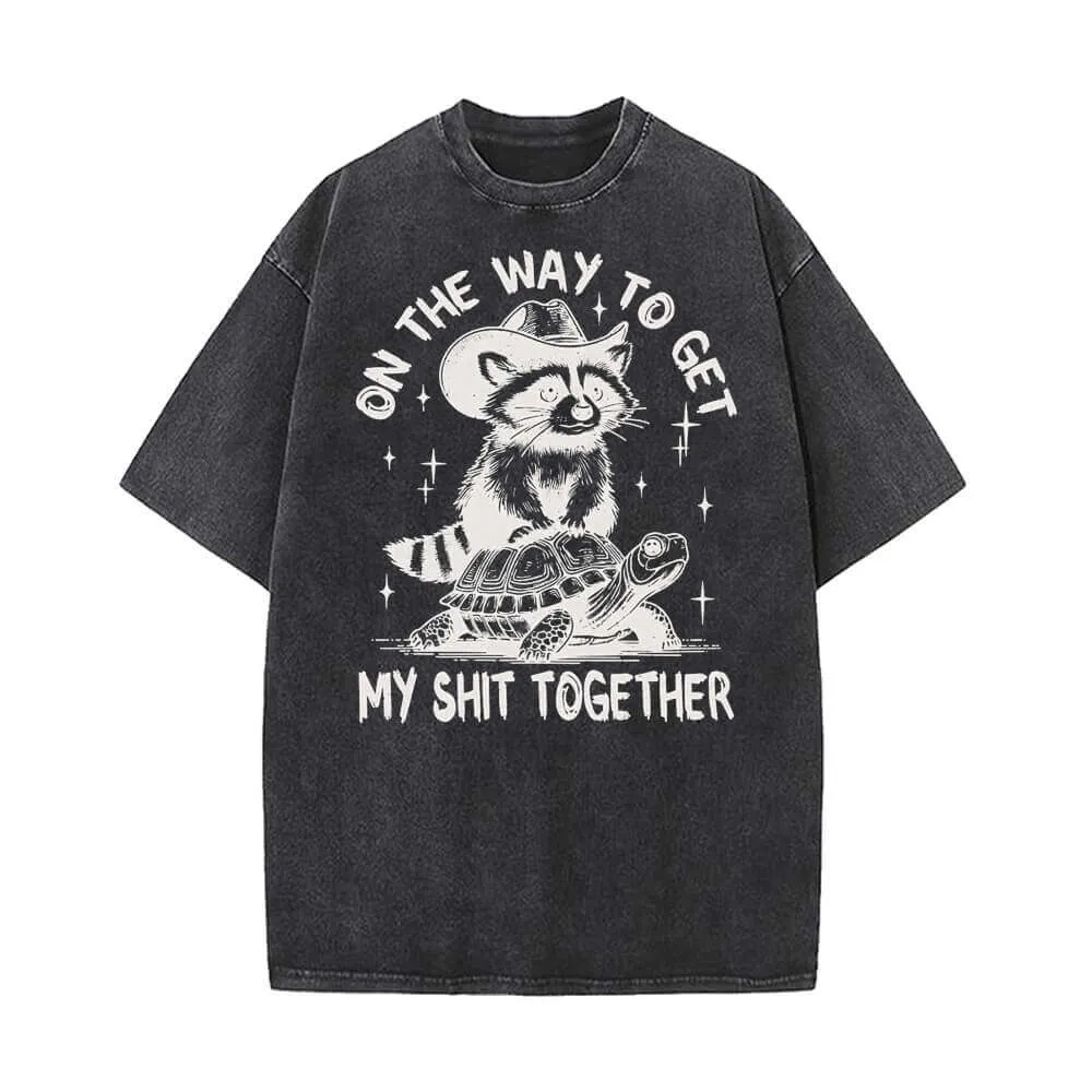 On The Way To Get Raccoon and Turtle Vintage Washed T-shirt sold by GTHIC