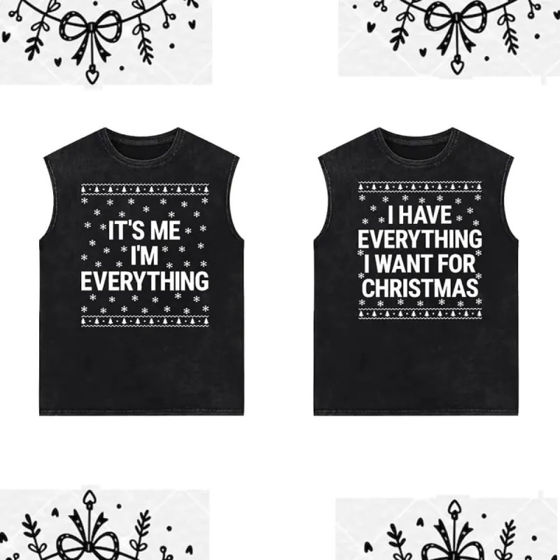 I Have Everything Letters Vintage Washed Couple Vest Top sold by GTHIC