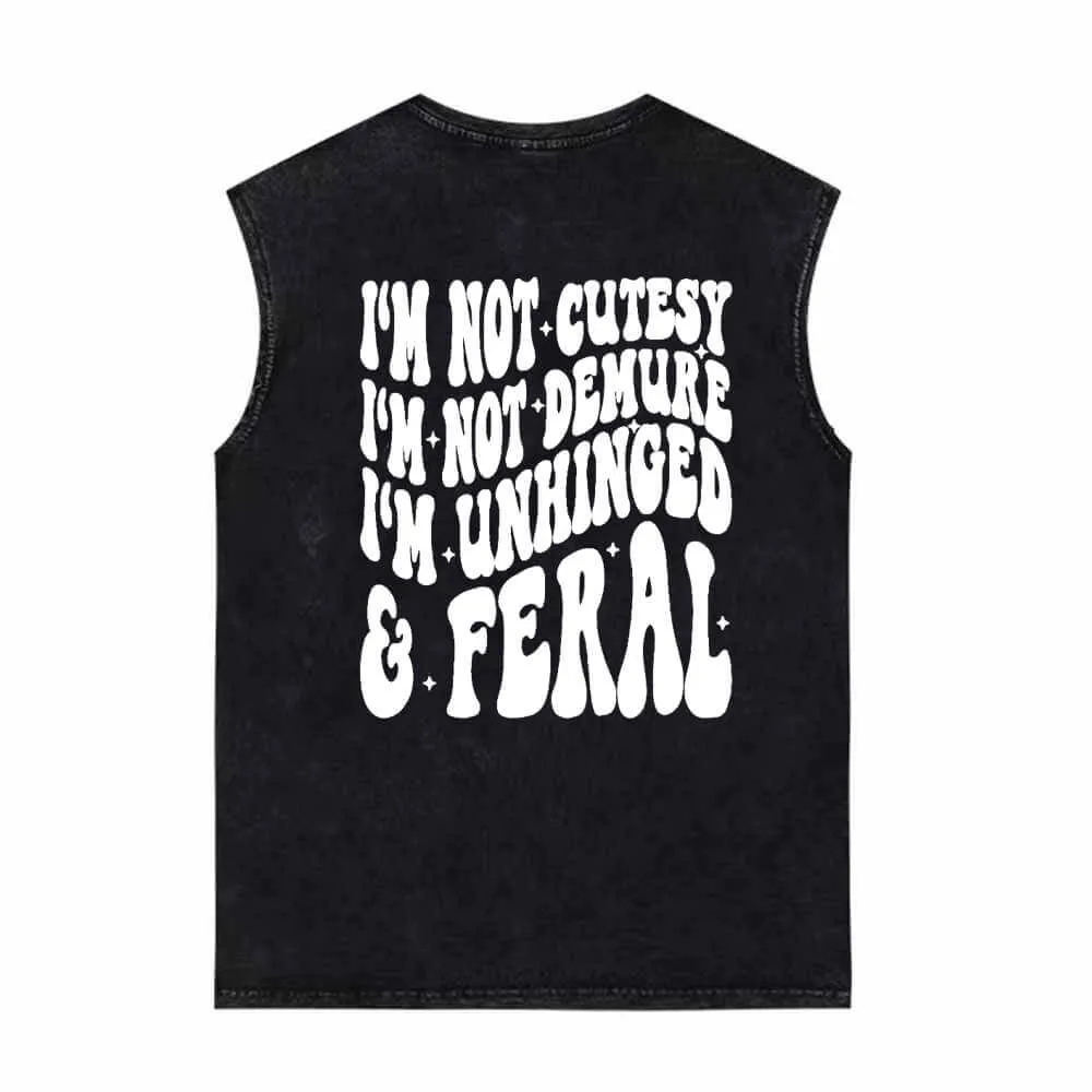 I’m Not Cutesy I’m Unhinged Yeah Vintage Washed Vest Top sold by GTHIC product image thumbnail 2
