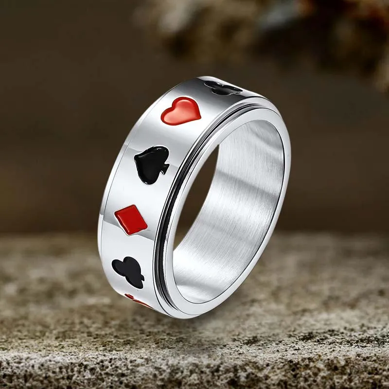 Simple Playing Card Pattern Stainless Steel Spinner Ring sold by GTHIC product image thumbnail 5