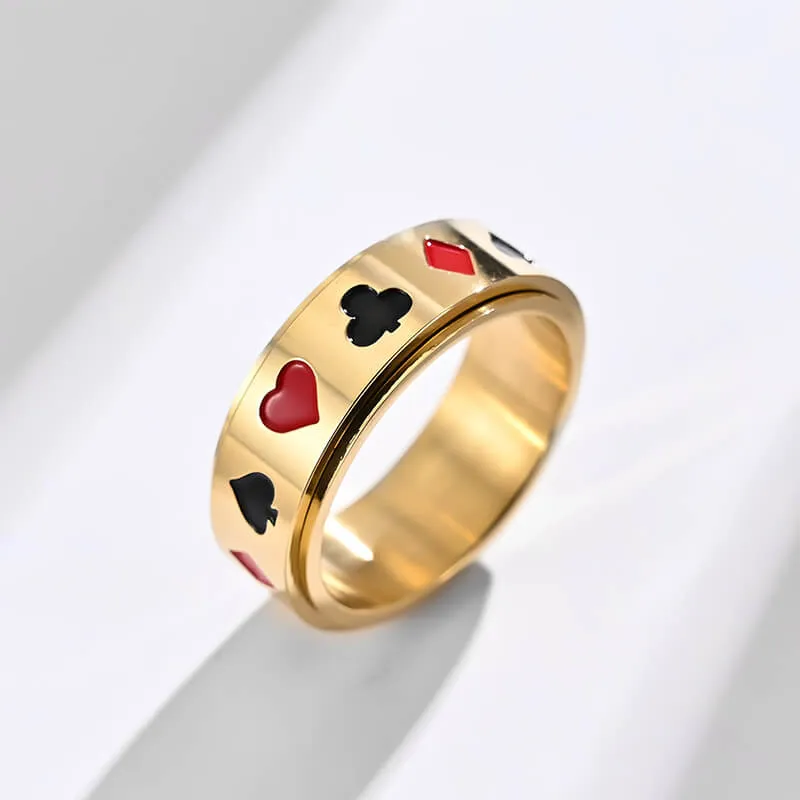 Simple Playing Card Pattern Stainless Steel Spinner Ring sold by GTHIC product image thumbnail 3