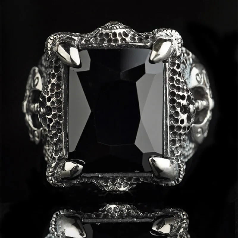 Domineering Axe Dragon Claw Sterling Silver CZ Ring sold by GTHIC