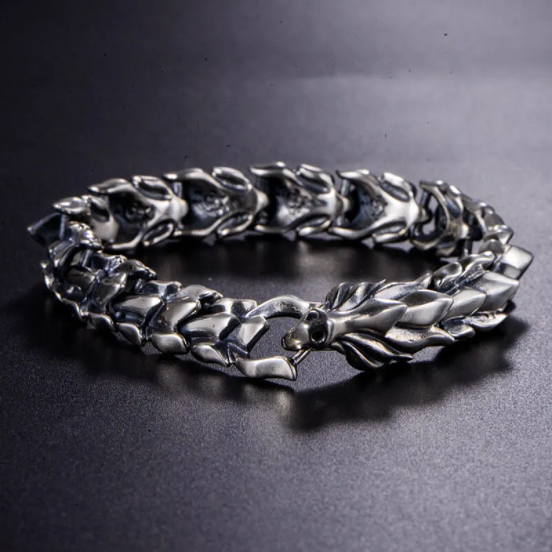 Domineering Dragon Head and Scale Sterling Silver Bracelet sold by GTHIC