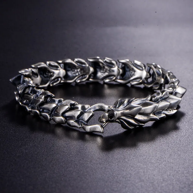 Domineering Dragon Head and Scale Sterling Silver Bracelet sold by GTHIC