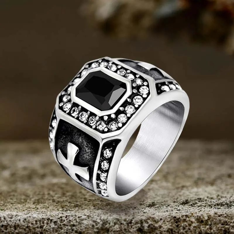 Vintage Gemstone Cross Stainless Steel Ring sold by GTHIC product image thumbnail 3
