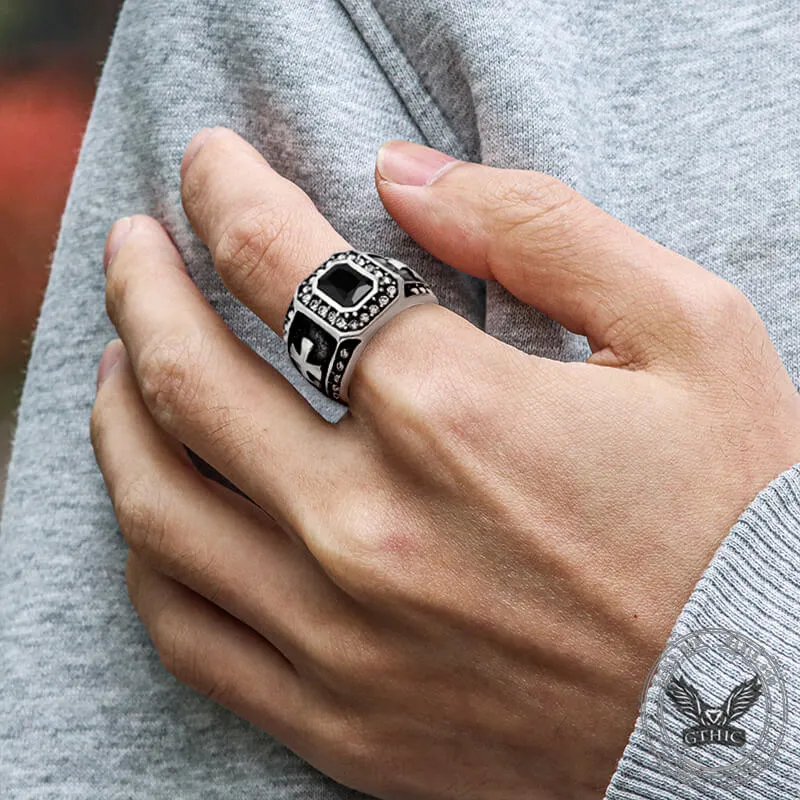 Vintage Gemstone Cross Stainless Steel Ring sold by GTHIC product image thumbnail 2