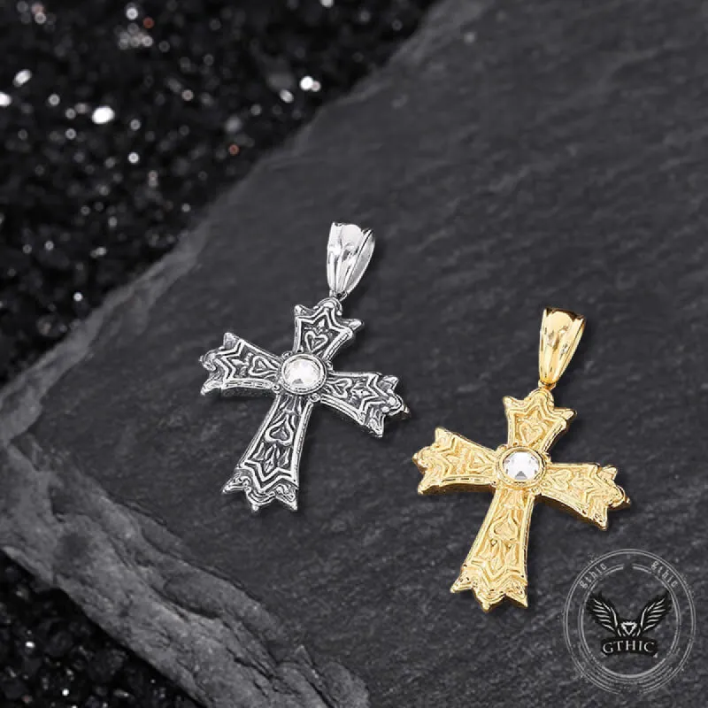 Gothic Gemstone Cross Stainless Steel Pendant sold by GTHIC