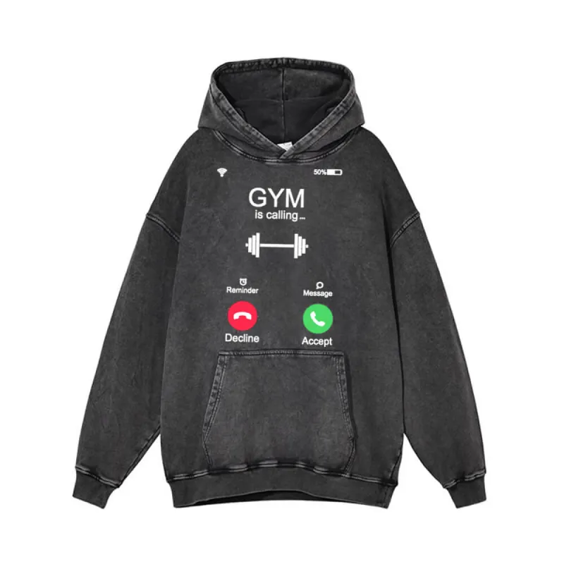 Gym Is Calling You Vintage Washed Hoodie sold by GTHIC