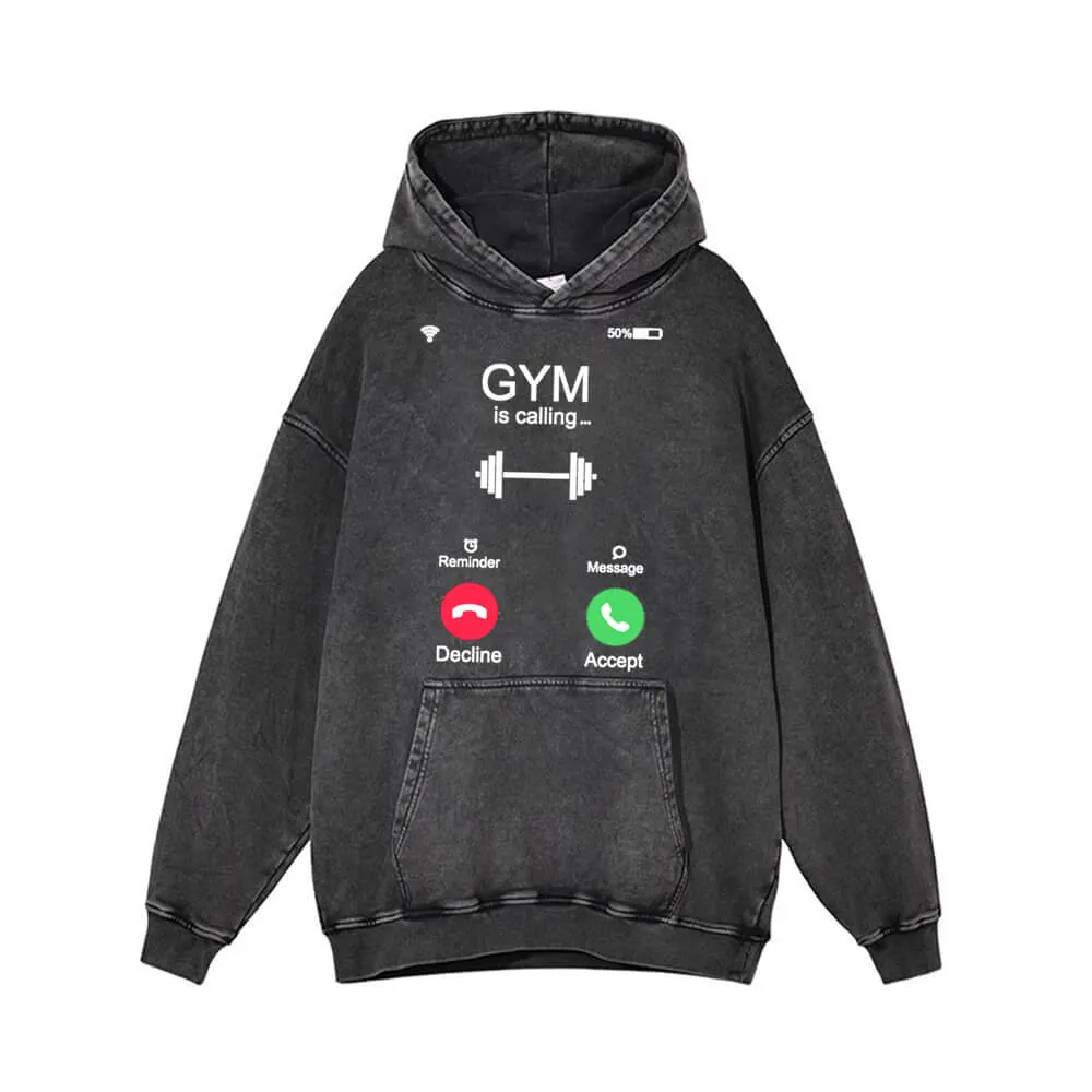 Gym Is Calling You Vintage Washed Hoodie sold by GTHIC