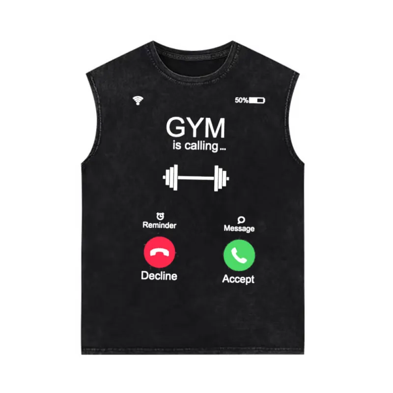 Gym Is Calling You Vintage Washed Vest Top sold by GTHIC