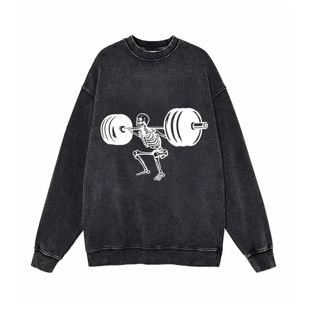 Skeleton Barbell Squat Vintage Washed Sweatshirt sold by GTHIC