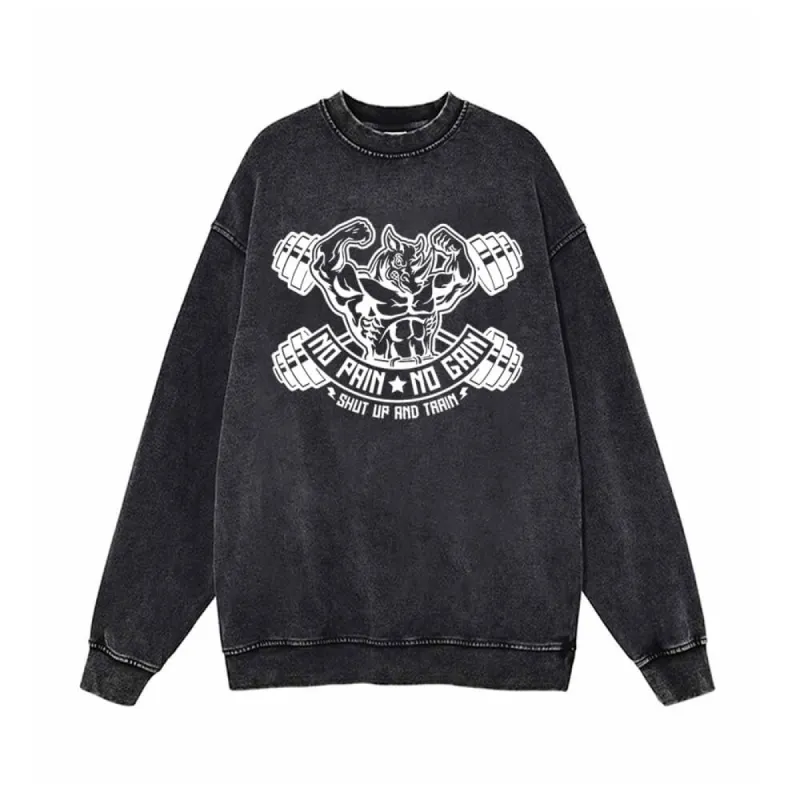 No Pain No Gain Rhino Vintage Washed Sweatshirt sold by GTHIC