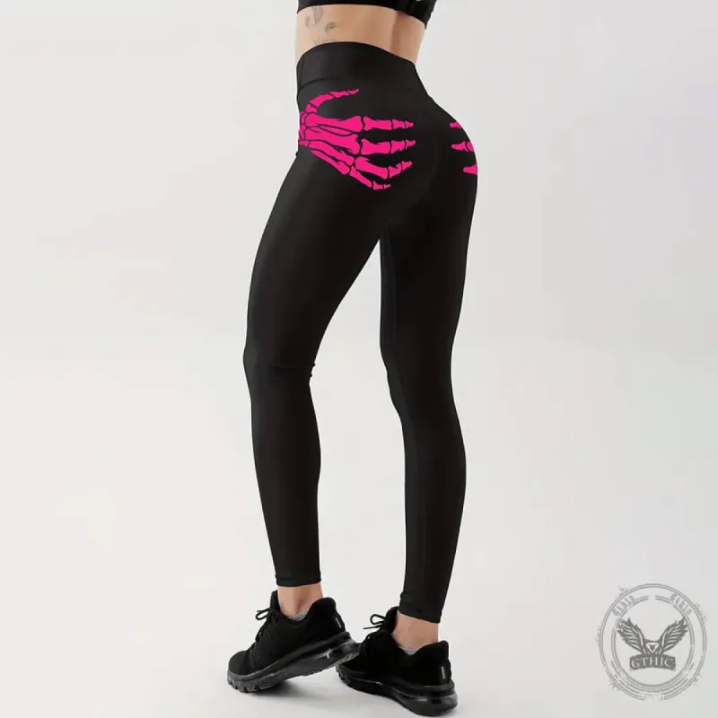 Skull Hand Print Elastic Waist Hip Lifting Pants sold by GTHIC