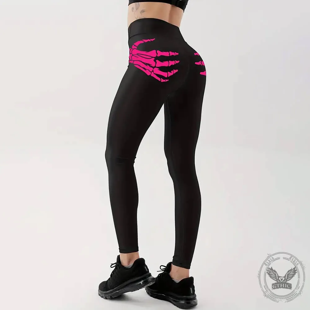 Skull Hand Print Elastic Waist Hip Lifting Pants sold by GTHIC