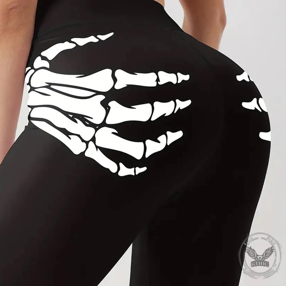 Skull Hand Print Elastic Waist Hip Lifting Pants sold by GTHIC product image thumbnail 4