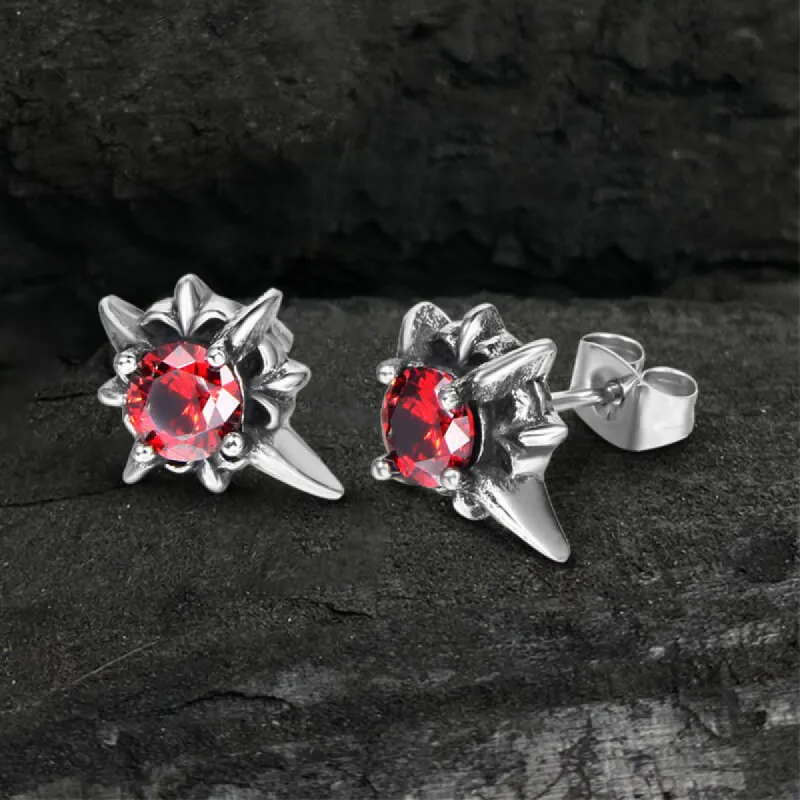 Punk Cross Gemstone Stainless Steel Earrings sold by GTHIC