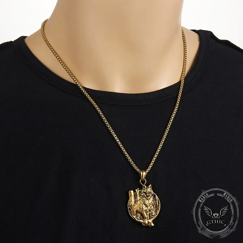Vintage Nordic Viking Wolf Head Stainless Steel Pendant Necklace sold by GTHIC product image thumbnail 3