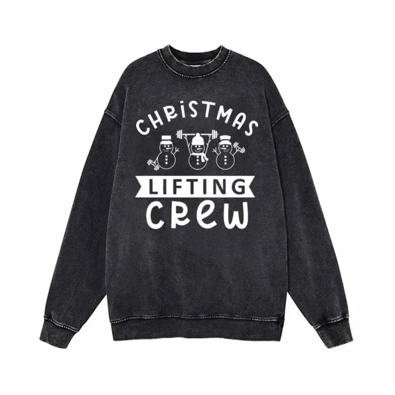 Christmas Lifting Crew Snowman Vintage Washed Sweatshirt sold by GTHIC