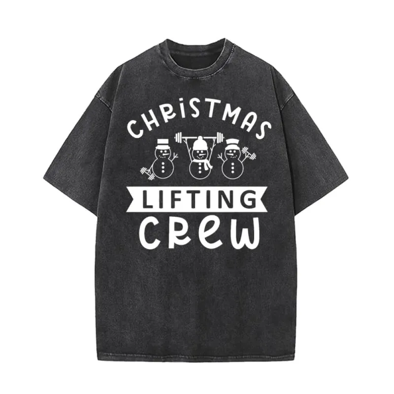 Christmas Lifting Crew Snowman Vintage Washed T-shirt sold by GTHIC