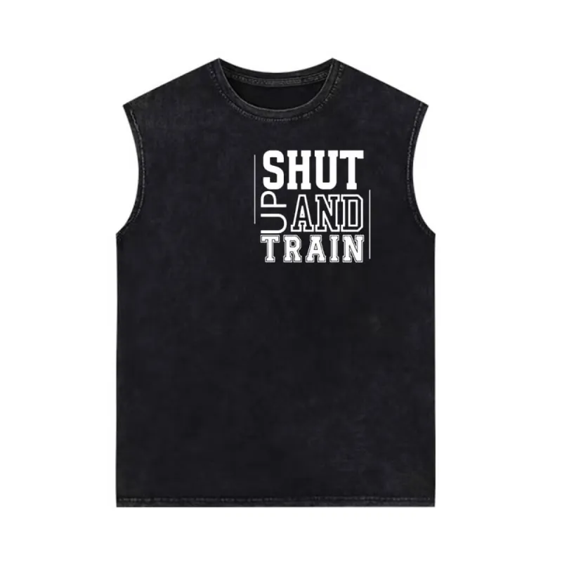 No Pain No Gain Shut Up And Train Vintage Washed Vest Top sold by GTHIC