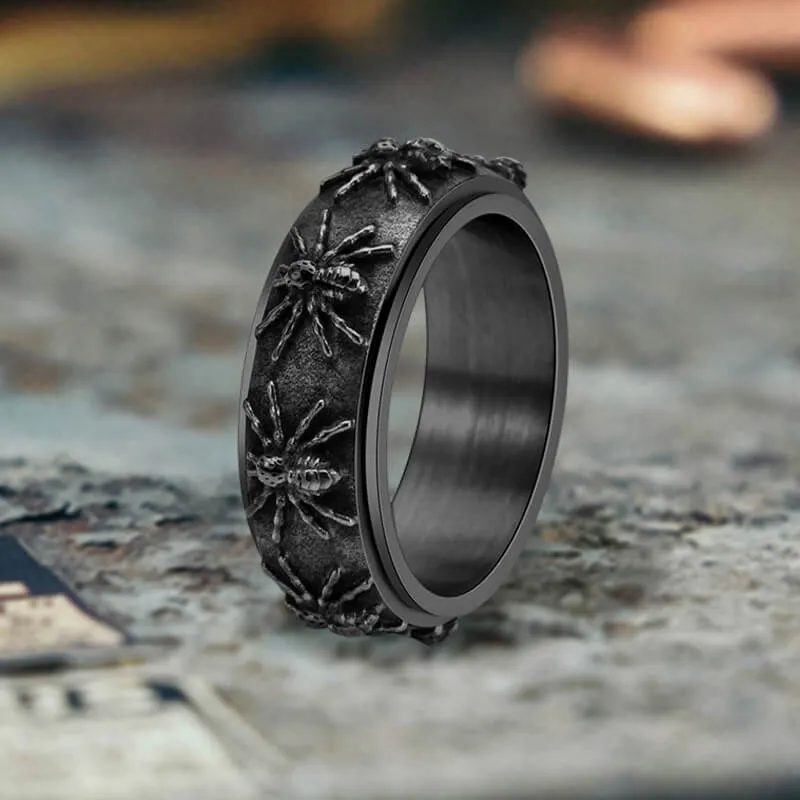Gothic Spider Pattern Stainless Steel Spinner Ring sold by GTHIC product image thumbnail 4