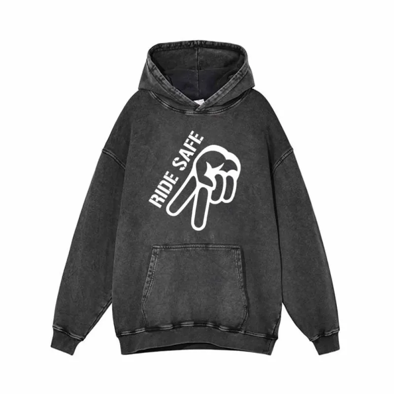 Ride Safe Yeah Biker Vintage Washed Hoodie sold by GTHIC