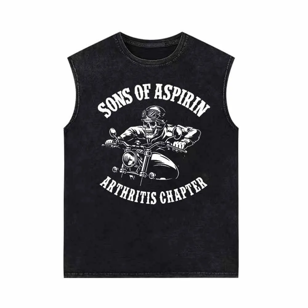 Sons Of Aspirin Skull Biker Vintage Washed Vest Top sold by GTHIC