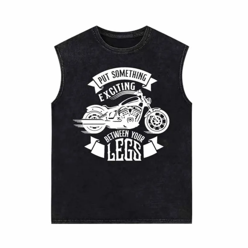 Put Something Exciting Motorcycle Vintage Washed Vest Top sold by GTHIC