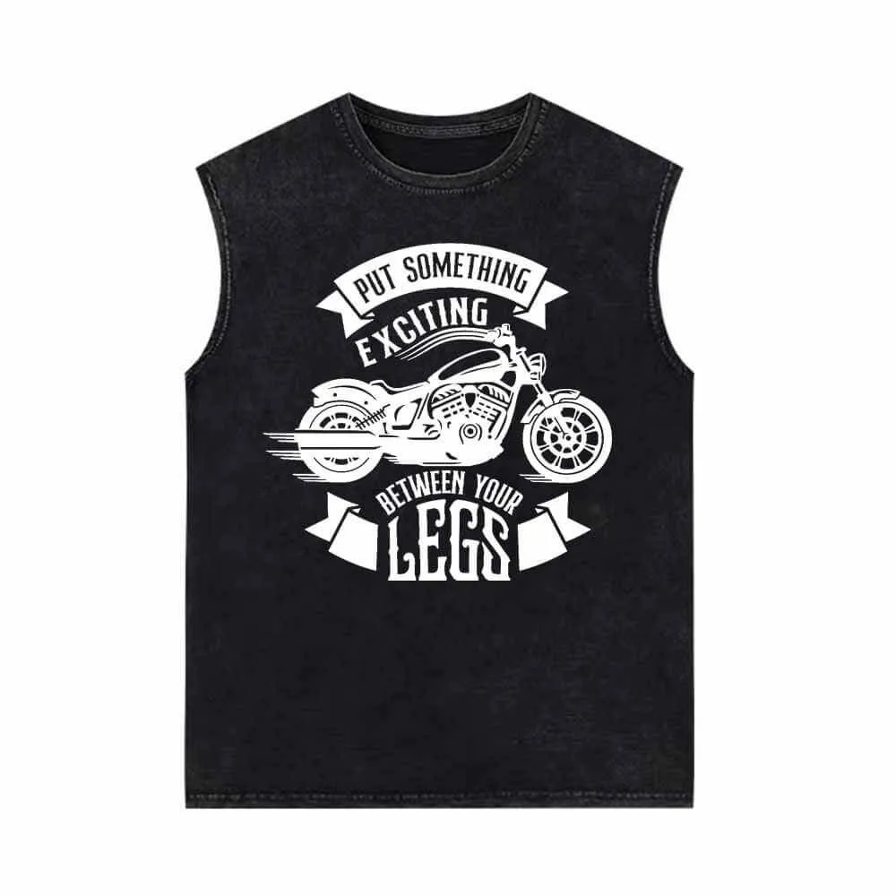 Put Something Exciting Motorcycle Vintage Washed Vest Top sold by GTHIC