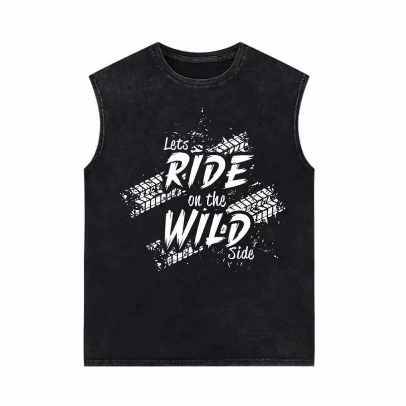 Let’s Ride On The Wild Side Biker Vintage Washed Vest Top sold by GTHIC