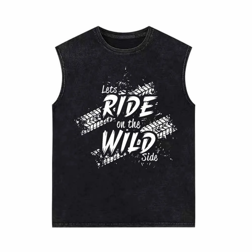 Let’s Ride On The Wild Side Biker Vintage Washed Vest Top sold by GTHIC