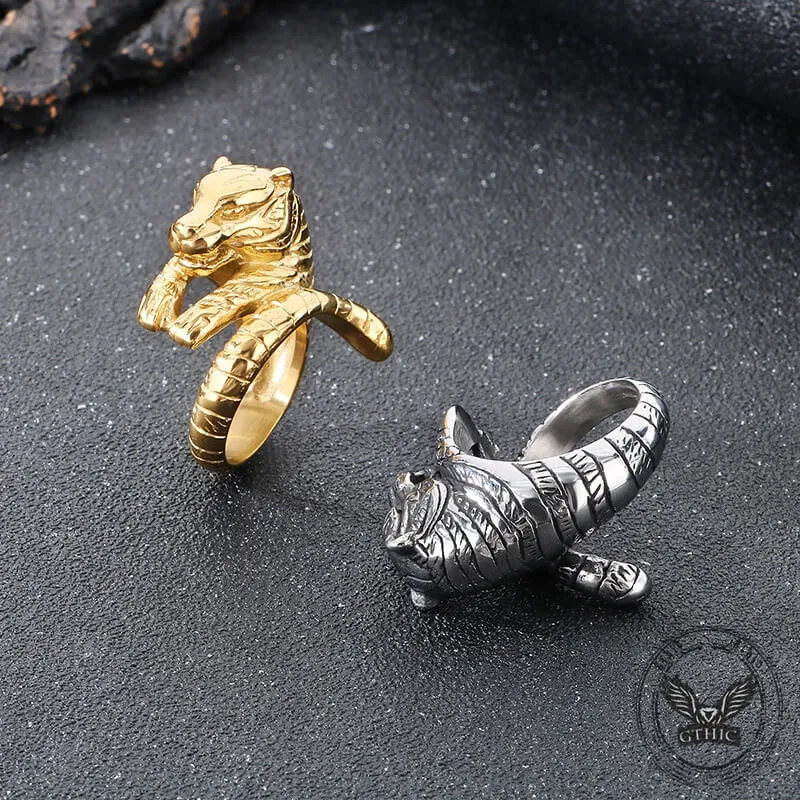 Punk Ferocious Tiger Stainless Steel Animal Ring sold by GTHIC product image thumbnail 5