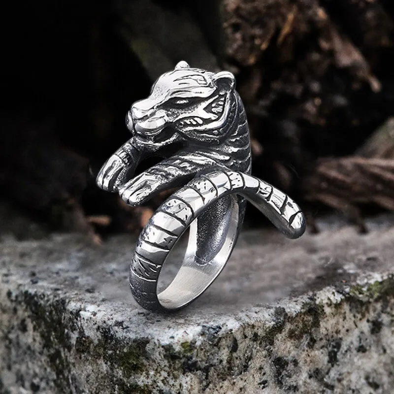 Punk Ferocious Tiger Stainless Steel Animal Ring sold by GTHIC
