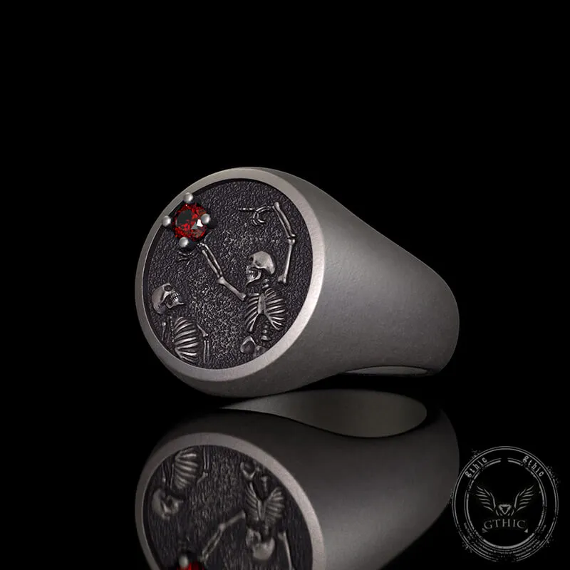Give My Heart To You Red Gem Sterling Silver Skull Ring sold by GTHIC product image thumbnail 2