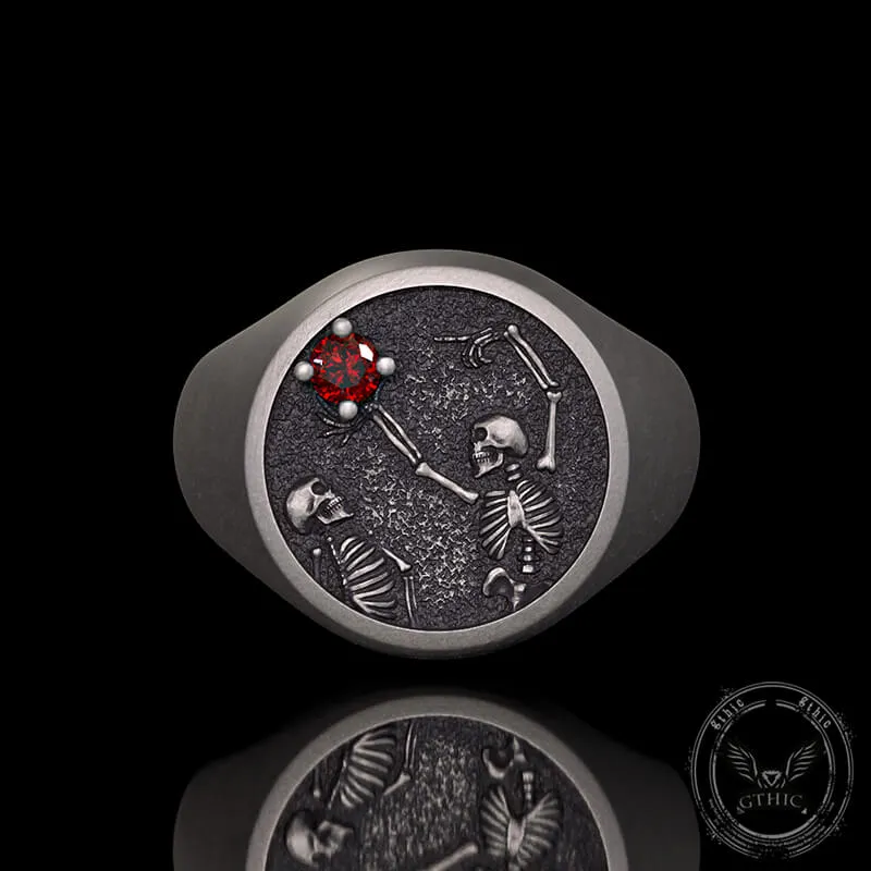 Give My Heart To You Red Gem Sterling Silver Skull Ring sold by GTHIC product image thumbnail 3