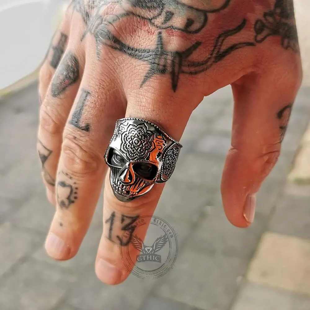 Mandala Flower Stainless Steel Skull Ring sold by GTHIC product image thumbnail 2