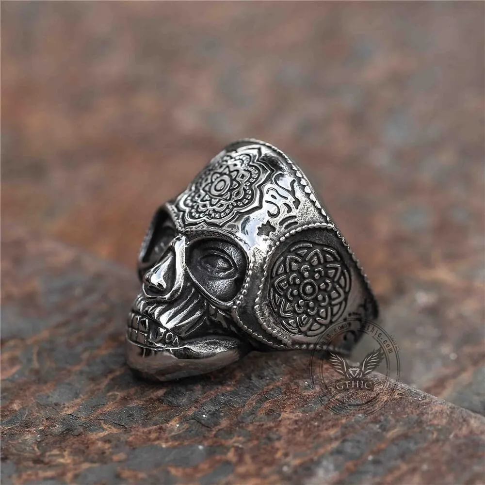 Mandala Flower Stainless Steel Skull Ring sold by GTHIC product image thumbnail 4