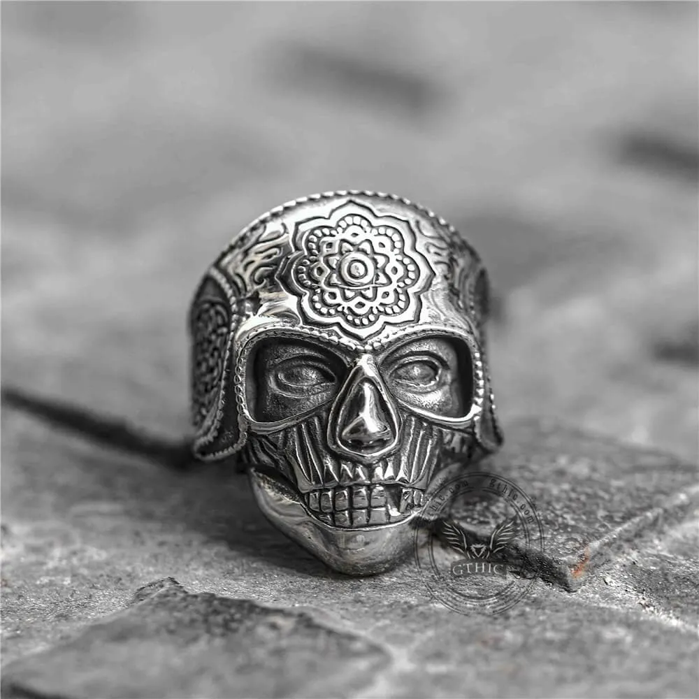 Mandala Flower Stainless Steel Skull Ring sold by GTHIC product image thumbnail 5