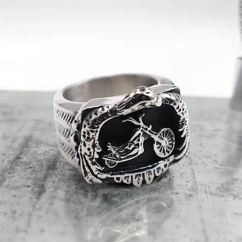 Punk Eagle Motorcycle Stainless Steel Biker Ring sold by GTHIC
