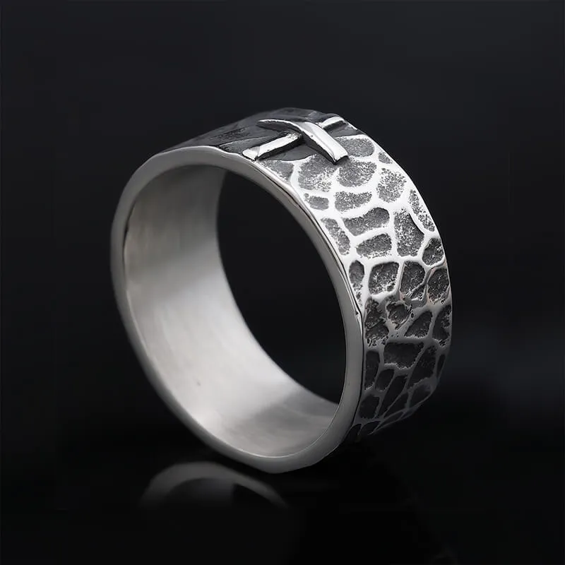 Minimalist Retro Texture Cross Stainless Steel Ring sold by GTHIC product image thumbnail 2