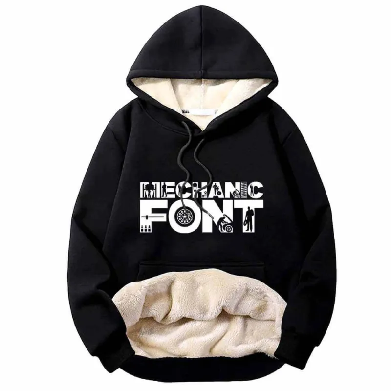 Mechanic Font Wrench Warm Fleece Sherpa Lined Hoodie sold by GTHIC
