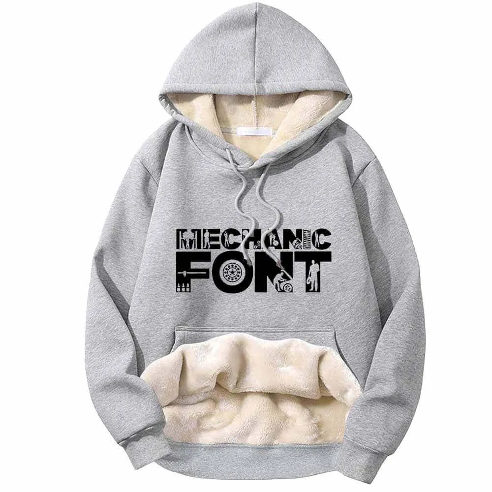 Mechanic Font Wrench Warm Fleece Sherpa Lined Hoodie sold by GTHIC product image thumbnail 3