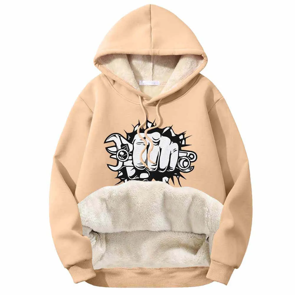 Wrenches Human Fist Warm Fleece Sherpa Lined Hoodie sold by GTHIC product image thumbnail 2