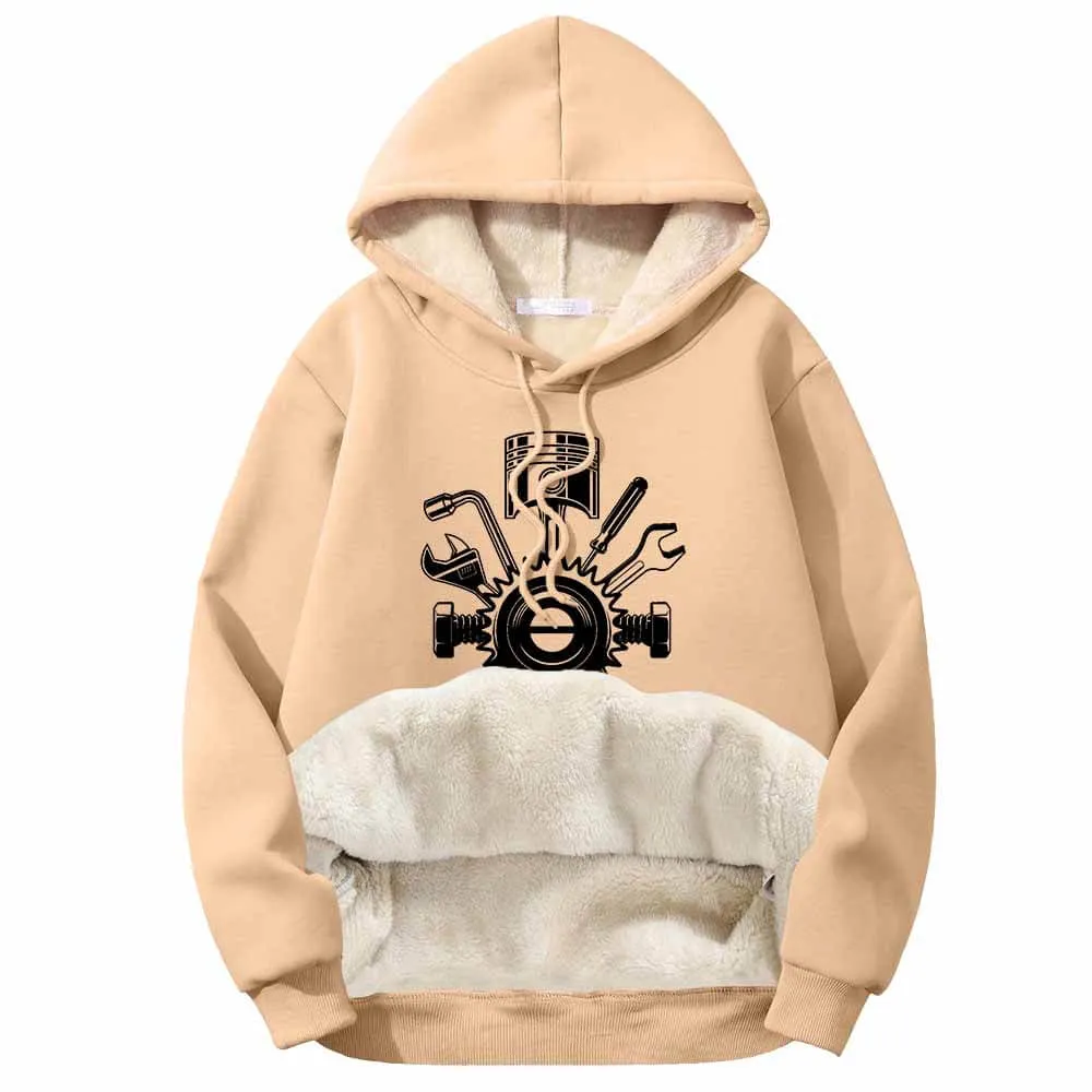 Mechanic Gear Wrenches Pattern Fleece Sherpa Hoodie sold by GTHIC product image thumbnail 3