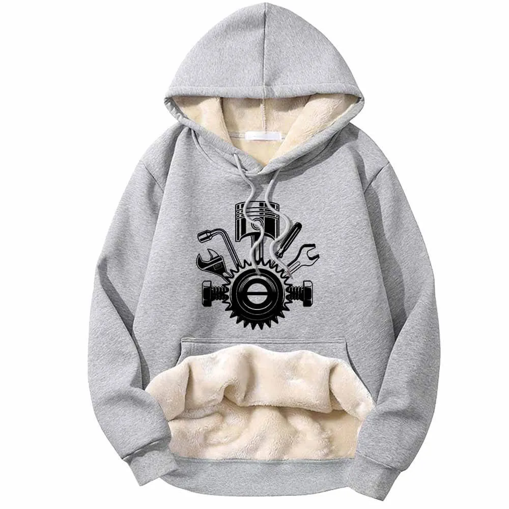 Mechanic Gear Wrenches Pattern Fleece Sherpa Hoodie sold by GTHIC product image thumbnail 2