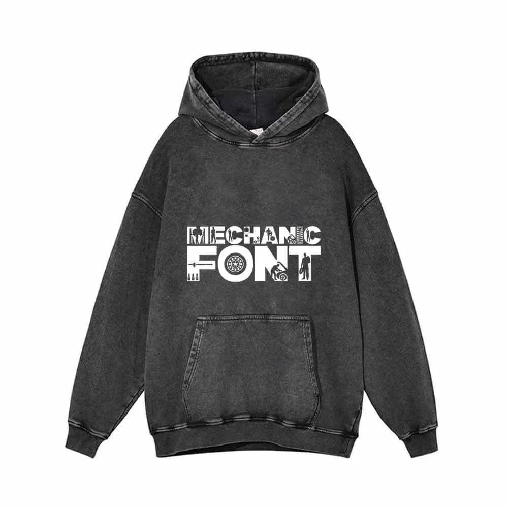 Mechanic Font Wrench Vintage Washed Hoodie sold by GTHIC