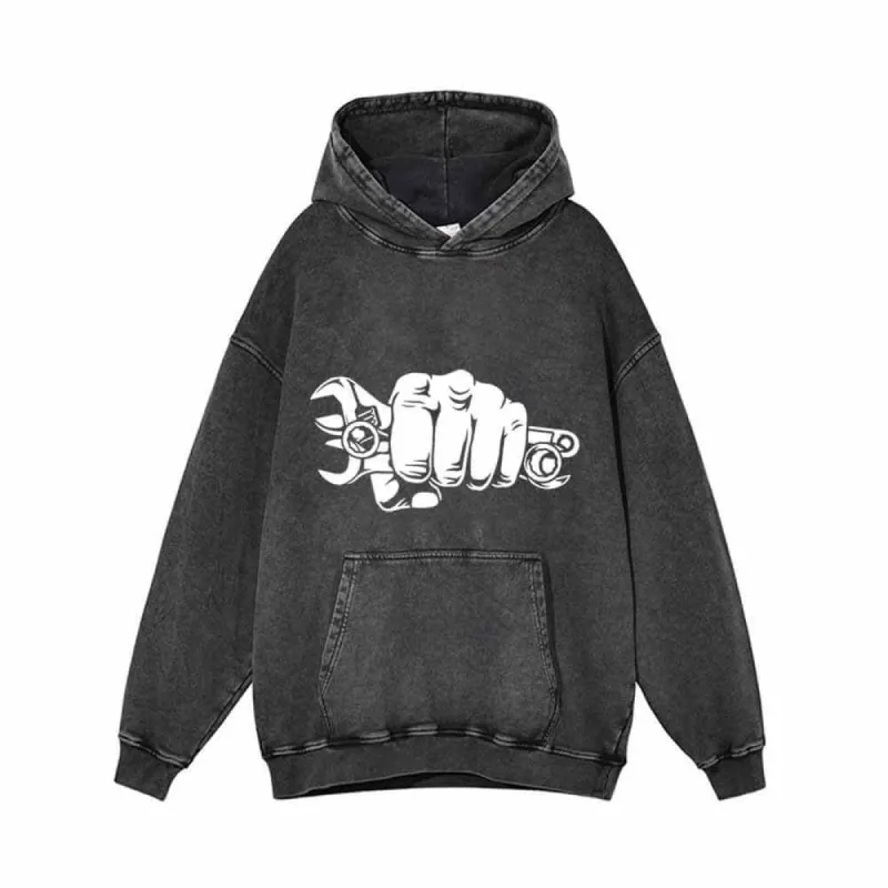 Wrenches Human Fist Vintage Washed Hoodie sold by GTHIC